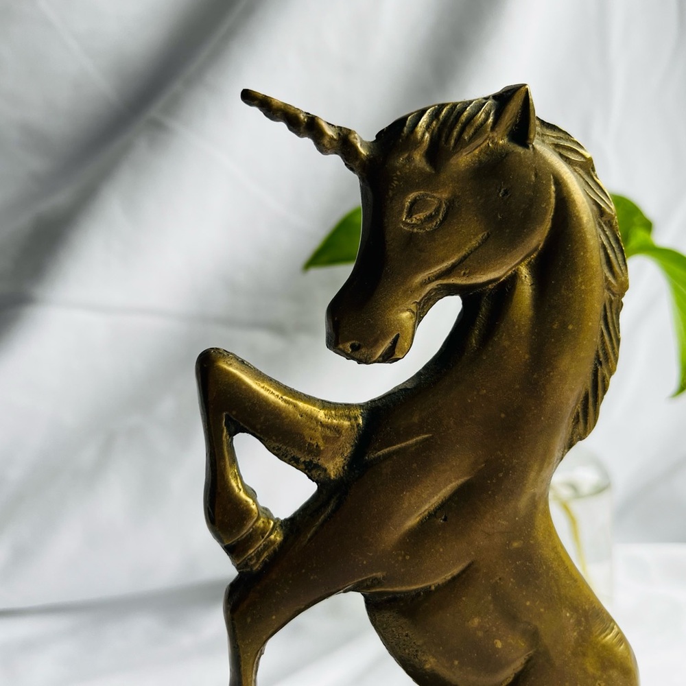 Brass Unicorn Bookend Statue